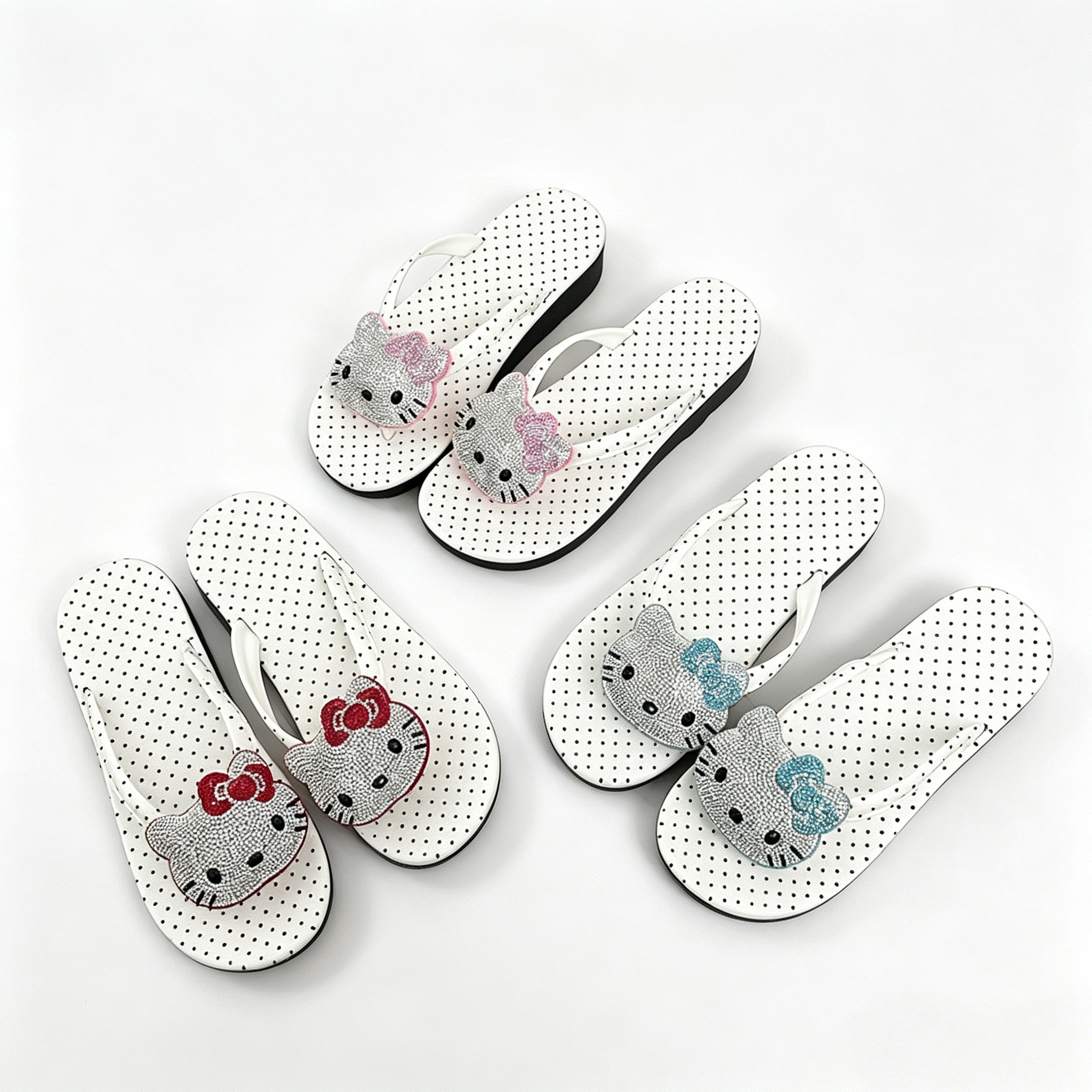 Kitty polka dot flops
