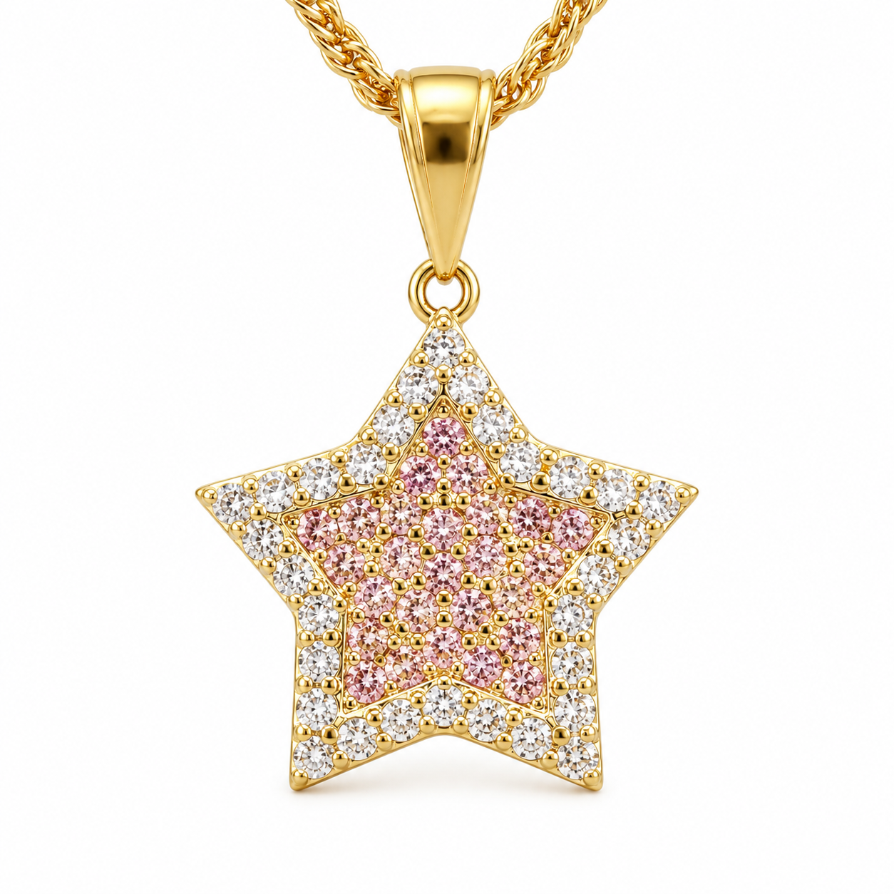 Star pink iced necklace