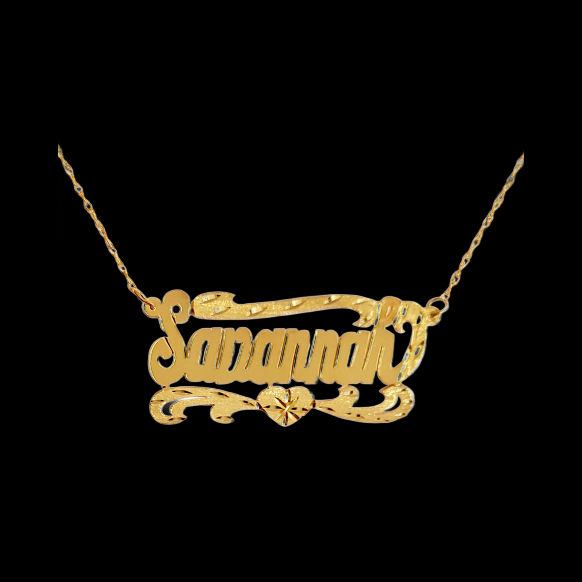 Retro heart name necklace