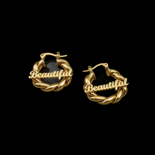 Baby twisted name hoops
