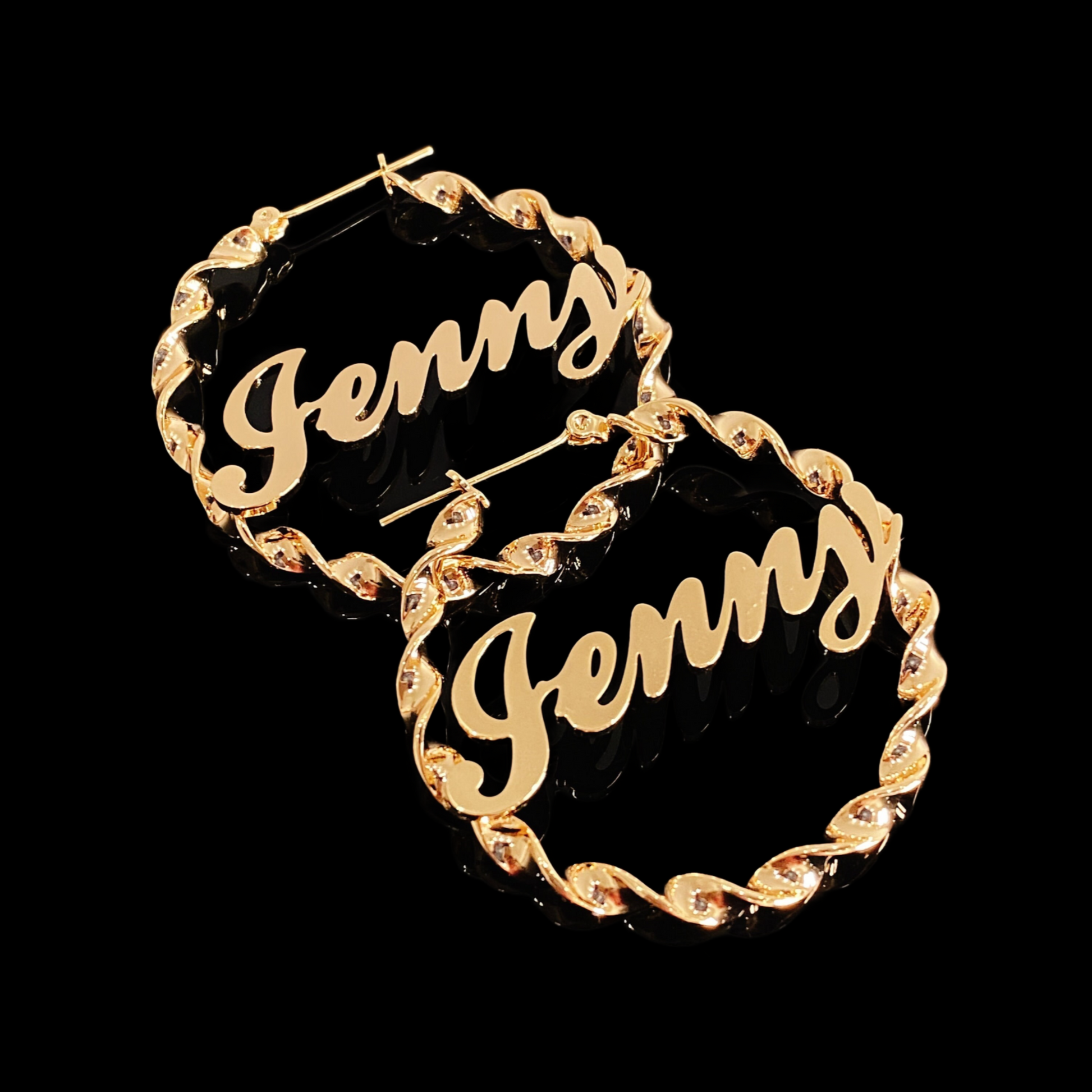 Custom name twist hoops