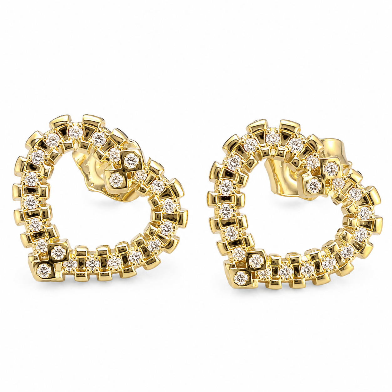 Rolex heart iced studs