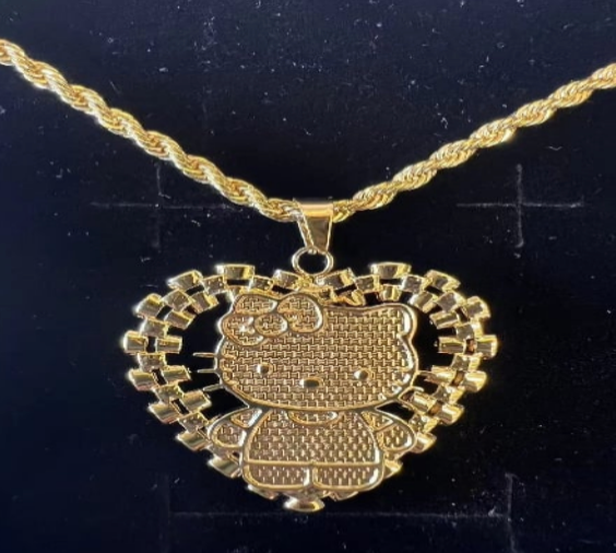 rolex kitty big heart necklace