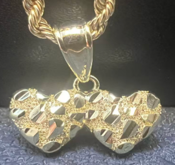 double hearts nugget necklace