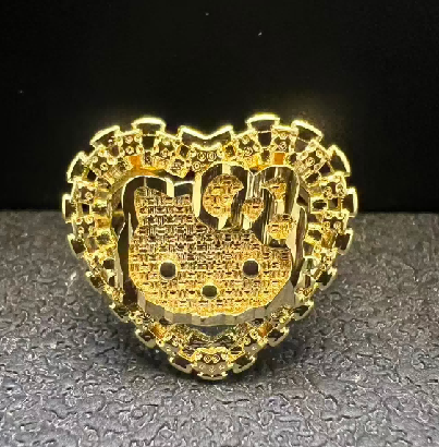 kitty face rolex heart ring