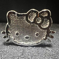 silver kitty face ring
