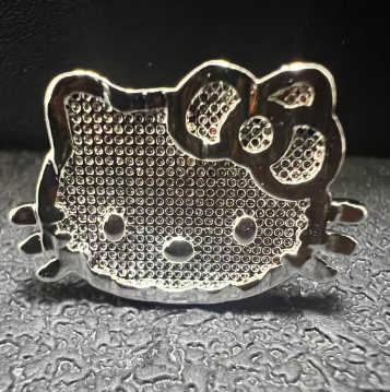 silver kitty face ring